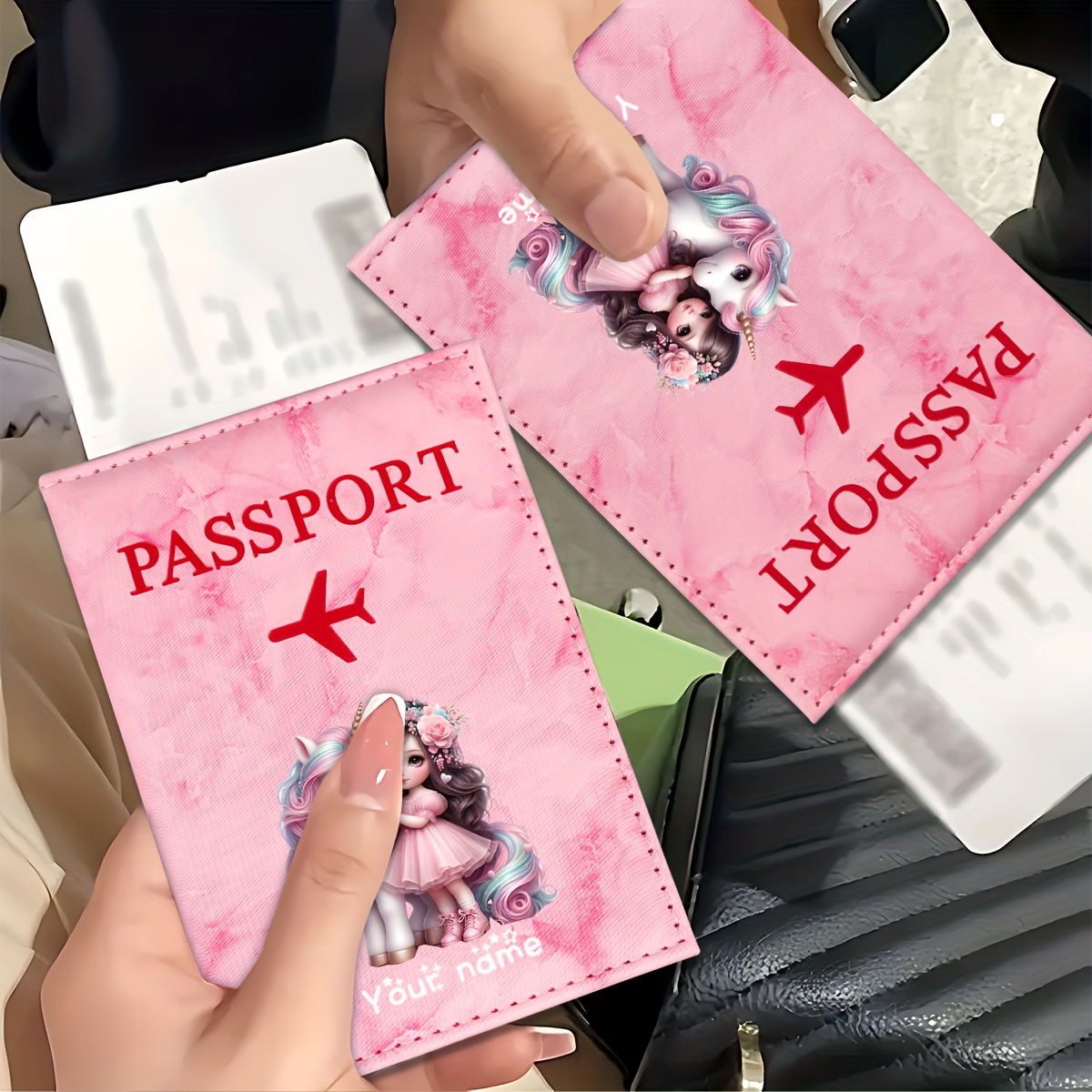 Travel Accessories For Plane - Porta-passaporte em PU com padrão de