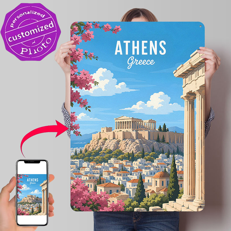 Travel Accessories Greece - Pôster Metálico de Viagem Atenas Grécia