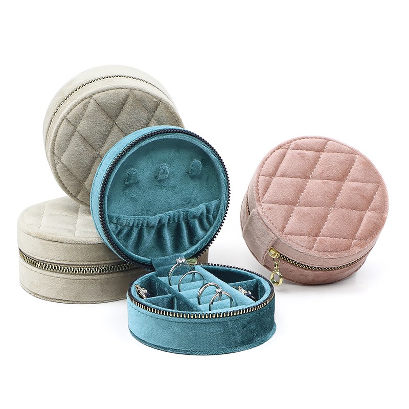 Redondo diamante veludo viagem - Accessories Travel Jewelry Box avaliação e preço