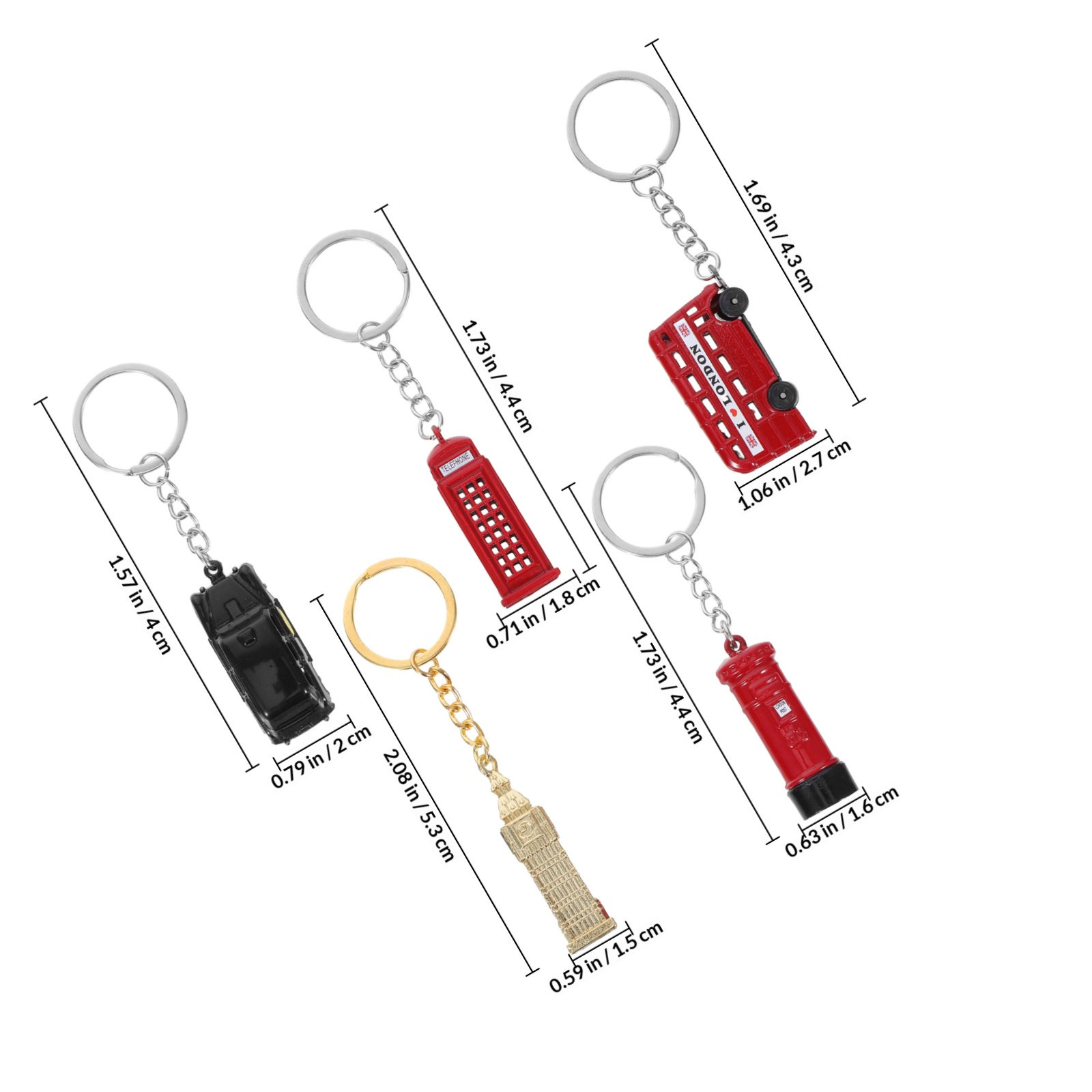Conjunto de 5 Chaveiros Souven - Travel Accessories London avaliação e preço