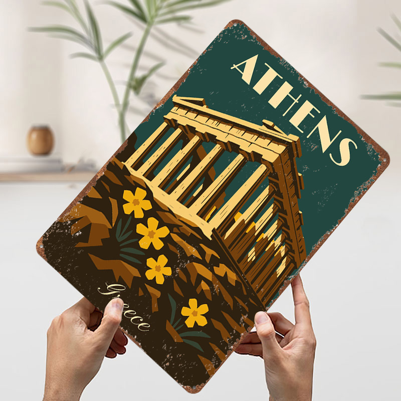 Pôster Metálico Retrô de Atena - Travel Accessories Greece avaliação e preço