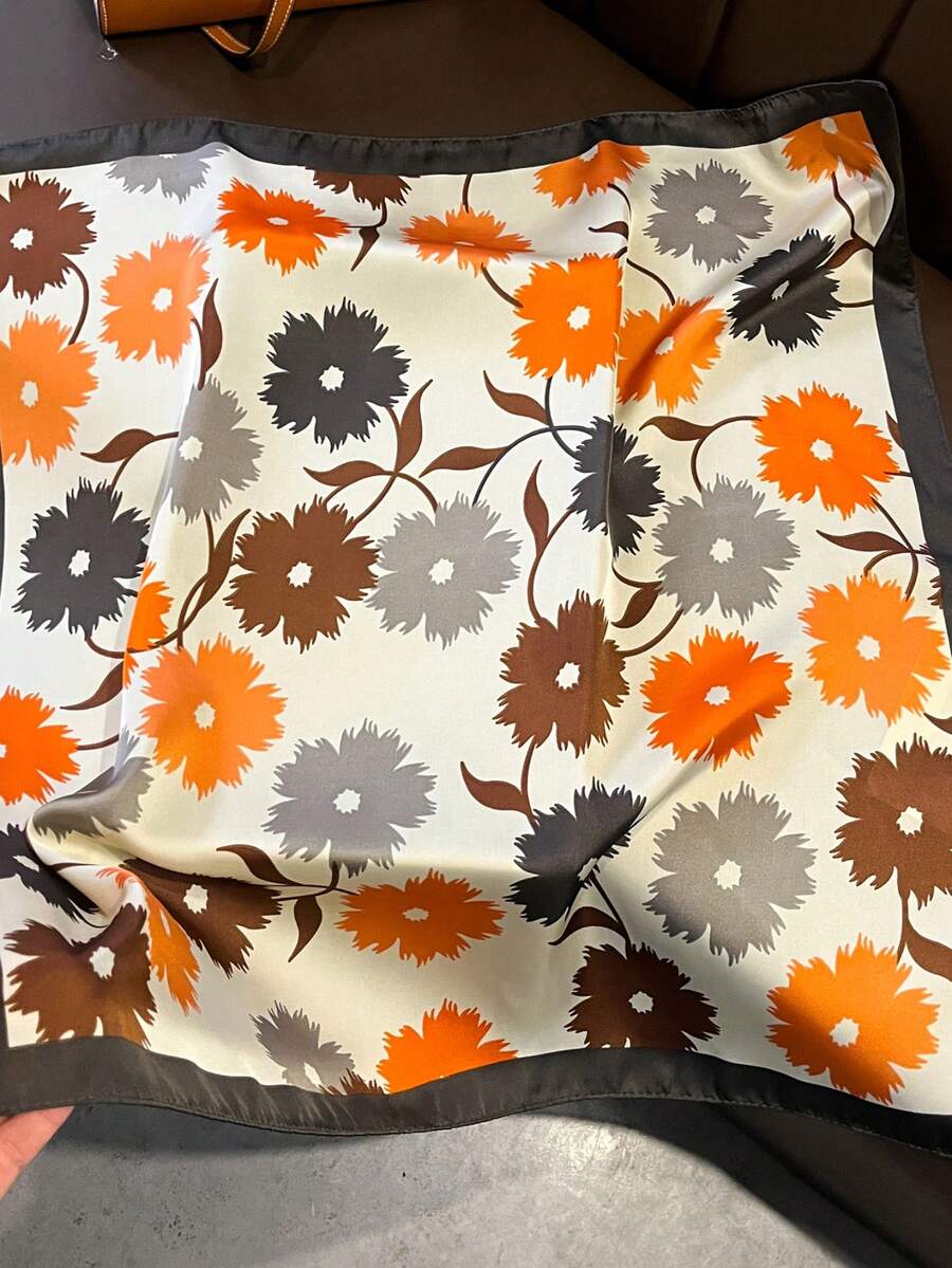 1pc Lenço Floral Laranja Novo  - Travel Accessories Essentials avaliação e preço