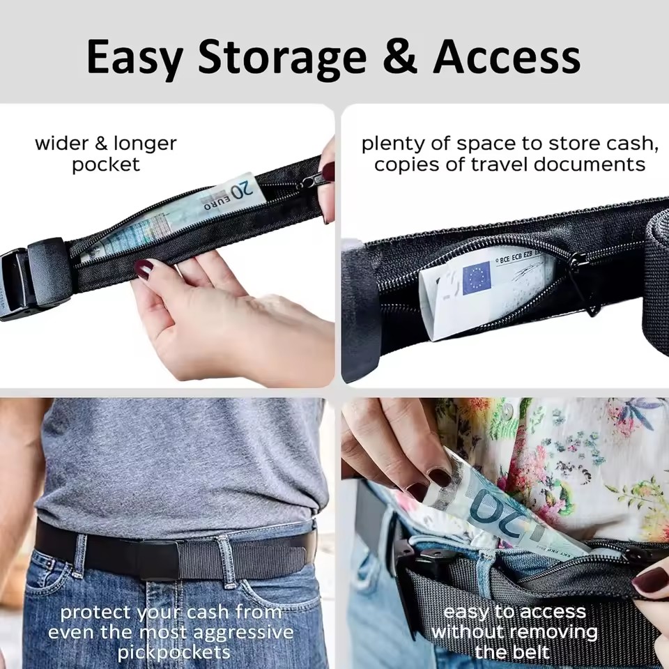 Novo cinto antifurto para viag - Money Belt Hidden avaliação e preço